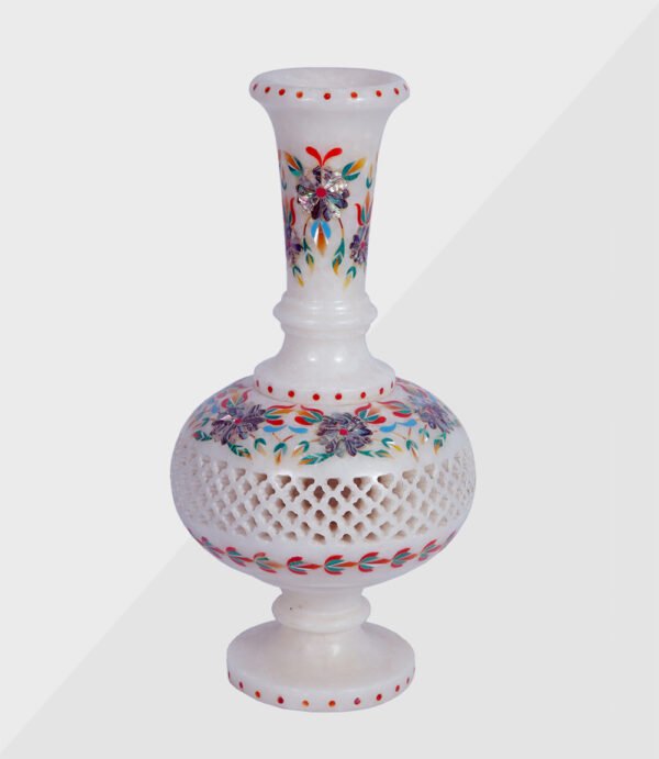 White Marble Inlay Flower Vase