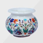 White Marble Inlay Candle Votive Or Flower Pot