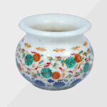 White Marble Inlay Candle Votive Or Flower Pot