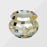 White Marble Inlay Candle Votive Or Flower Pot