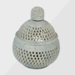 White Marble Inlay Candle Votive 